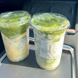 Matcha lattes (egg cream and salted cream) Matcha lattes (egg cream and salted cream)