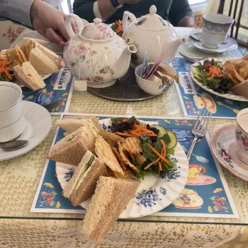 Pamela's - Coronation chicken and cucumber and cream cheese with salad and crisps - Tea Rooms Near Me - Huntington Beach, California Pamela's - Coronation chicken and cucumber and cream cheese with salad and crisps - Tea Rooms Near Me - Huntington Beach, California