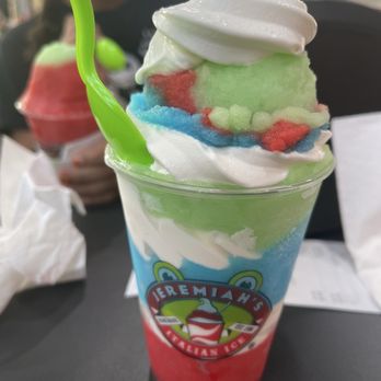 Jeremiah's Italian Ice - Medium Jelati with cherry, blue razz, and green apple. - Desserts Near Me - Columbia, South Carolina