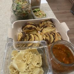 Round the Table - Bean and cheese taco, lasagna soup with lasagna pieces on side to not get soggy, mixed veggies and rice