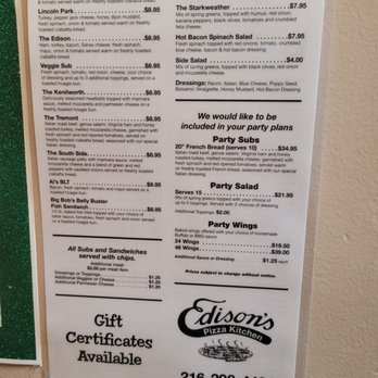 Edison's Pizza Kitchen - Menu - Pizza Near Me - Cleveland, Ohio