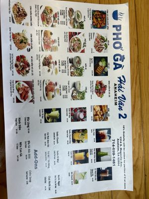Menu photo 4 Pho Ga Hai Van 2 - Anaheim Anaheim, CA