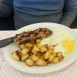 Douglas Avenue Diner - 8 oz. New York Steak and Egg Breakfast.