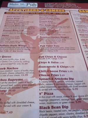 Menu photo 5 Main Street Pub Mattawan, MI