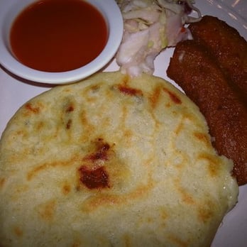 La Pinata Mexicatesen - pupusas with salad and banana plantain. - Latin American Near Me - San Mateo, California