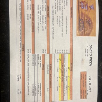 Suzy's Pizza - Menu - Pizza Near Me - Wilkinson, Indiana