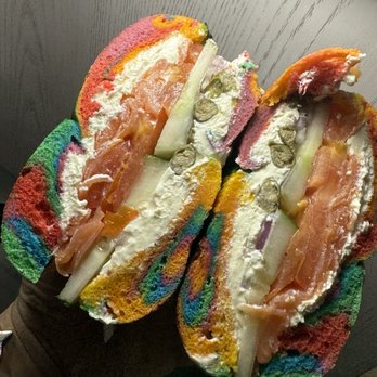 Pio Bagel - Rainbow with salmon supreme - Bagels Near Me - New York, New York Pio Bagel - Rainbow with salmon supreme - Bagels Near Me - New York, New York
