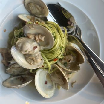Ocean Grill - Tagliolini with little neck clams in garlic and white wine sauce. My local pizza shop does a better job and for a fraction of the price. - Mediterranean Near Me - Miami Beach, Florida Ocean Grill - Tagliolini with little neck clams in garlic and white wine sauce. My local pizza shop does a better job and for a fraction of the price. - Mediterranean Near Me - Miami Beach, Florida
