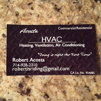 Acosta HVAC - His business card. - Heating & Air Conditioning/HVAC Near Me Acosta HVAC - His business card. - Heating & Air Conditioning/HVAC Near Me