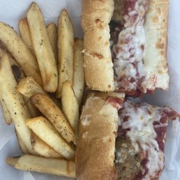 Meatball sub side of fries Meatball sub side of fries