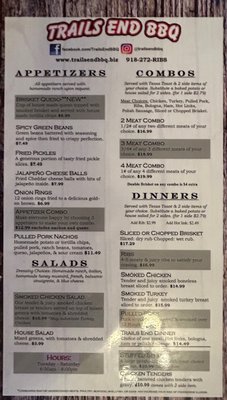Menu photo 1 Trails End BBQ Owasso, OK