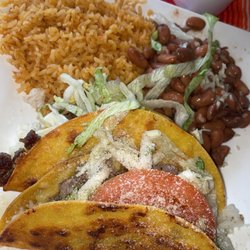 Taqueria Los Cabos - 2 crispy tacos with rice & beans