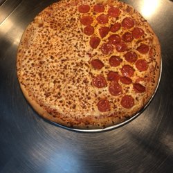 Mission Pizzeria - Half pepperoni half cheese pizza