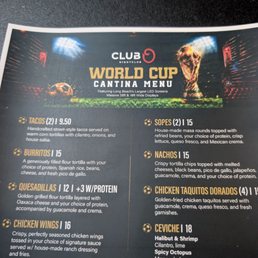 World Cup Cantina Menu World Cup Cantina Menu