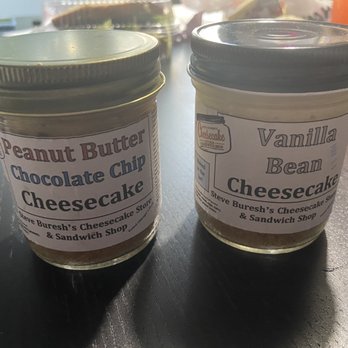Steve Buresh's Cheesecake Store & Sandwich Shop - Peanut Butter Chocolate Chip Cheesecake Jar and Vanilla Bean Cheesecake Jar - Desserts Near Me - Plainfield, Illinois Steve Buresh's Cheesecake Store & Sandwich Shop - Peanut Butter Chocolate Chip Cheesecake Jar and Vanilla Bean Cheesecake Jar - Desserts Near Me - Plainfield, Illinois