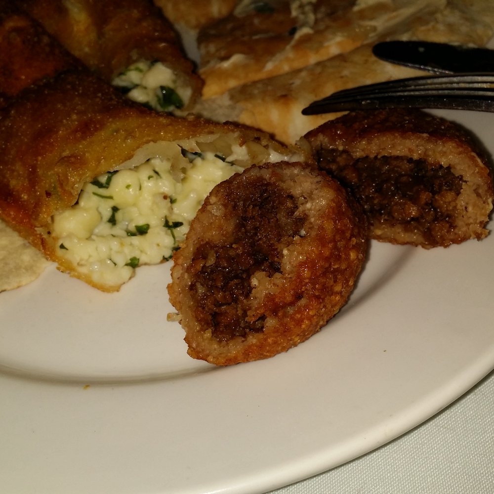Marouch Restaurant - Inside the Cheese Fatayer (Left) and Fried Kebbeh. - Armenian Near Me - Los Angeles, California Marouch Restaurant - Inside the Cheese Fatayer (Left) and Fried Kebbeh. - Armenian Near Me - Los Angeles, California
