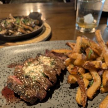 Charcoal Steak House - Steak Fritte with sauteed mushrooms - Steakhouses Near Me - Kitchener, Ontario Charcoal Steak House - Steak Fritte with sauteed mushrooms - Steakhouses Near Me - Kitchener, Ontario