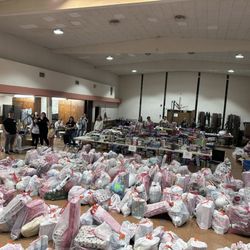 Family Rescue Center - gift bags all laid out on 12/12/25, ready for pick up!