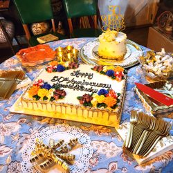 Cakes by Karen - 50th Wedding Anniversary! Couples cake was gluten free, big cake was carrot, both beautiful and delicious.