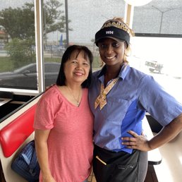 With our waitress "Key" who must be the friendliest Waffle House waitress on the Mississippi Gulf Coast