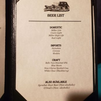 Wilmot Stage Stop - Beer List March 2025 - Desserts Near Me - Wilmot, Wisconsin