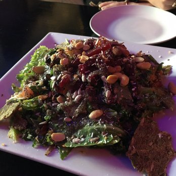 Nourish Bistro - Kale salad with raw chips - Vegan Near Me - Banff, Alberta Nourish Bistro - Kale salad with raw chips - Vegan Near Me - Banff, Alberta