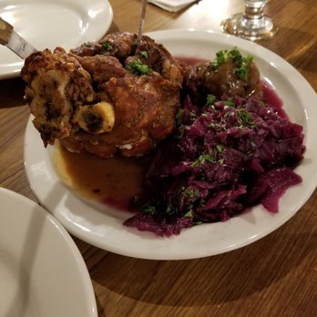 Bavarian Grill - Crispy ham hock with red cabbage and dumpling - German Near Me - Plano, Texas