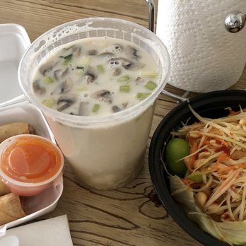 Wish Thai Kitchen - Spring roll, Tom Kha Gai and papaya salad - Thai Near Me - Watertown, New York Wish Thai Kitchen - Spring roll, Tom Kha Gai and papaya salad - Thai Near Me - Watertown, New York