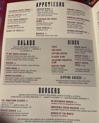 Menu photo 5 Hot House Tavern Menomonee Falls, WI