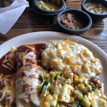 La Ristra - Enchilada with Calabacitas and green chile mashed potatoes. - Mexican Near Me - Gilbert, Arizona La Ristra - Enchilada with Calabacitas and green chile mashed potatoes. - Mexican Near Me - Gilbert, Arizona