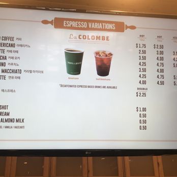 Tous Les Jours - Menu board - Coffee & Tea Near Me - Naperville, Illinois