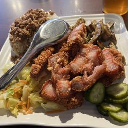 Fried Monascus Pork W.rice-