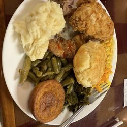 M & J Home Cooking - My plate piled high with food from the buffet!