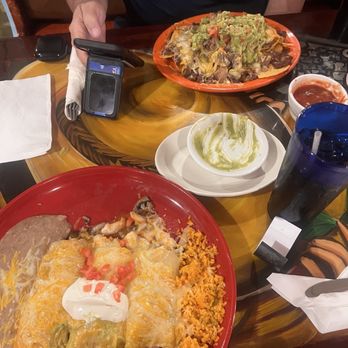 Three Amigos Mexican Restaurant & Cantina - Shrimp 63. Enchiladas de Camaron, Carne Asada Nachos - Mexican Near Me - Butte, Montana