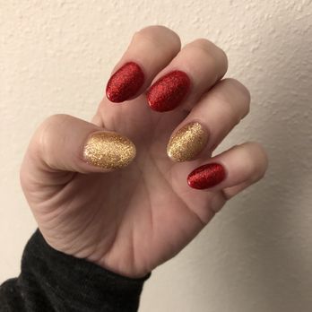 Lady Nails - Acrylic fill with holiday colors - Nail Salons Near Me - Federal Way, Washington