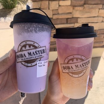 Boba Master - Taro Milk Tea and Sunset Lemonade (Peach) - Bubble Tea Near Me - Las Vegas, Nevada Boba Master - Taro Milk Tea and Sunset Lemonade (Peach) - Bubble Tea Near Me - Las Vegas, Nevada