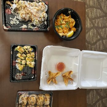 Sake2me Sushi & Seafood Grille - Spider man roll Caterpillar Roll crab Rangoon firecracker shrimp Vegas roll - Sushi Bars Near Me - Hays, Kansas