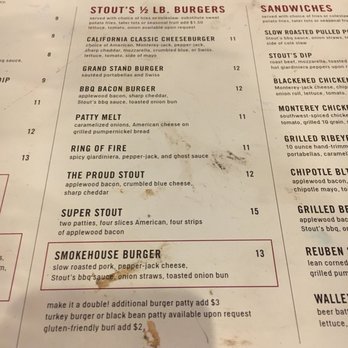 Stout's Pub - Disgustingly dirty menu - Pubs Near Me - Falcon Heights, Minnesota