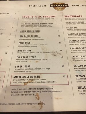 Menu photo 1 Stout's Pub Falcon Heights, MN
