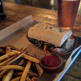 Parts&Labor - Tofu Banh Mi + Fries + Cider = $18 - Vegan Near Me - Durham, North Carolina