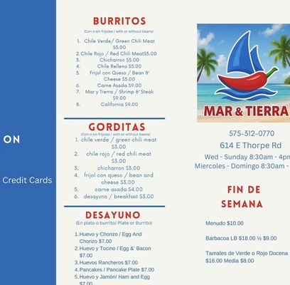 Menu photo 3 Mar Y Tierra Las Cruces, NM Menu photo 3 Mar Y Tierra Las Cruces, NM