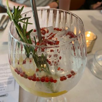 LeTour - The LeTour Gin & Tonic.  with 2 gins (mediterranean mahon & new amsterdam), rosemary tonic  & pink peppercorns.  Delish! - French Near Me - Evanston, Illinois
