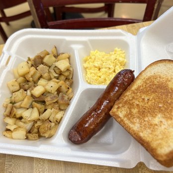 Kenley's - Breakfast Plate combo with home fries and sausage link - New American Near Me - Atlanta, Georgia Kenley's - Breakfast Plate combo with home fries and sausage link - New American Near Me - Atlanta, Georgia