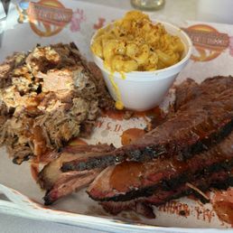 Pulled pork, brisket, macaroni and cheese Pulled pork, brisket, macaroni and cheese