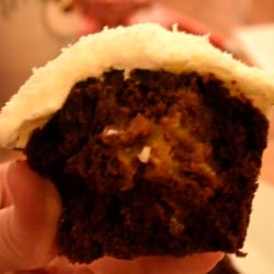 Brass Monkey - My favorite- chocolate with mago filling and cream cheese coconut icing