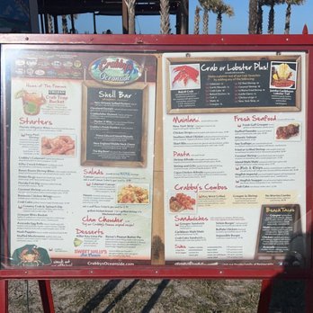 Crabby's Oceanside - Menu outside - Seafood Near Me - Daytona Beach, Florida