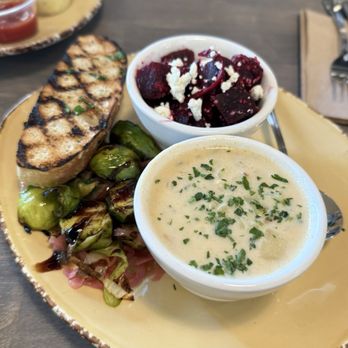 Urban Plates - 3 sides: Roasted Brussels Sprouts W. Balsamic Glaze, Cup - Seafood Chowder, Beet Salad W. Goat Cheese - Salad Near Me - San Diego, California Urban Plates - 3 sides: Roasted Brussels Sprouts W. Balsamic Glaze, Cup - Seafood Chowder, Beet Salad W. Goat Cheese - Salad Near Me - San Diego, California