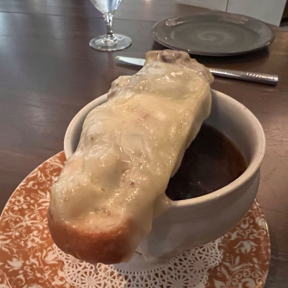 Ramsay's Kitchen - Onion soup with oxtail baguette - New American Near Me - Las Vegas, Nevada Ramsay's Kitchen - Onion soup with oxtail baguette - New American Near Me - Las Vegas, Nevada