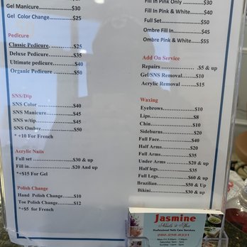 Jasmine Nails & Spa - Services Price List - Nail Salons Near Me - Concord, North Carolina
