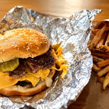 Five Guys - Double burger with cheese and fries - Burgers Near Me - Schaumburg, Illinois Five Guys - Double burger with cheese and fries - Burgers Near Me - Schaumburg, Illinois